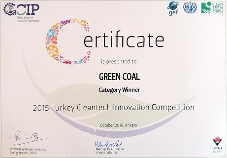 GCIP 2015 Turkey Cleantech Innovation Competition sertifikası